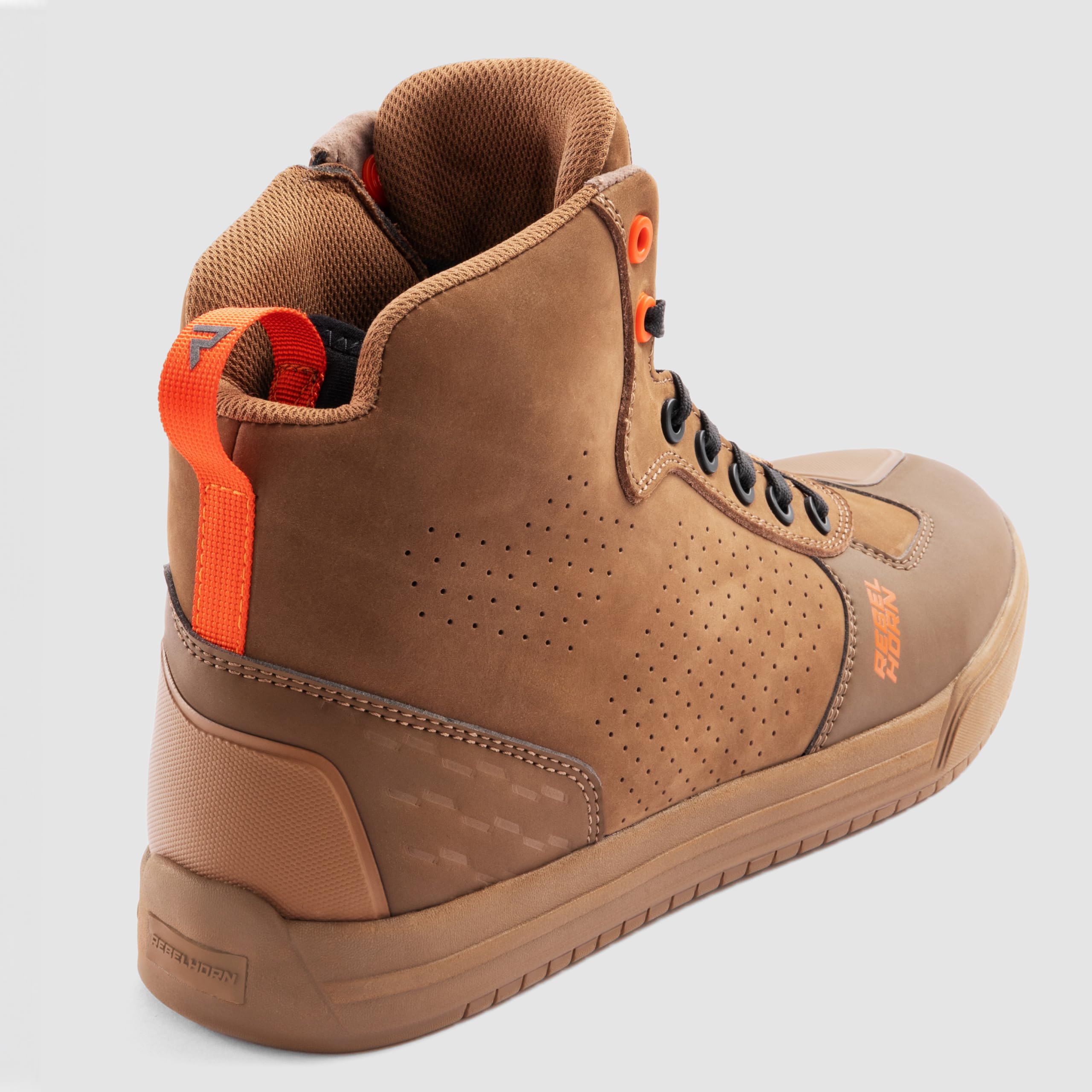REBELHORN Spike Botas de Moto Hombre y Mujer | Cuero Perforado | Protección de Tobillos, Dedos y Talones | Cremallera Larga | Tallas hasta 48