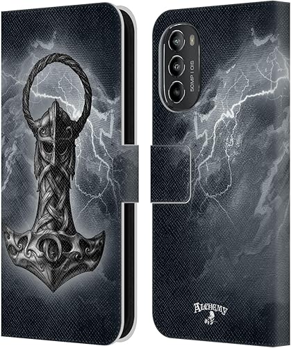 Head Case Designs Officially Licensed Alchemy Gothic Mjolnir Hammer Illustration Leather Book Wallet Case Cover Compatible with Motorola Moto G82 5G