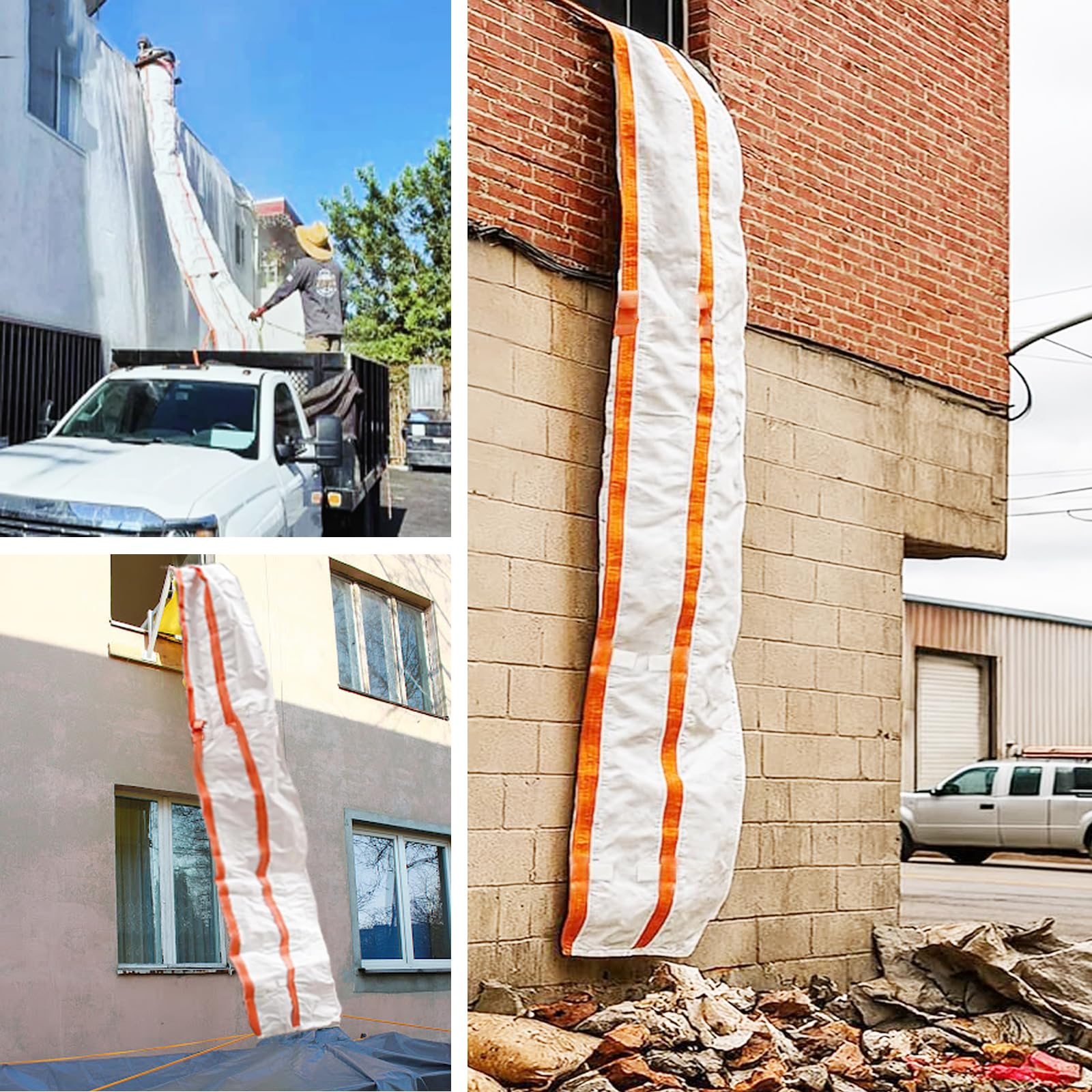 Scivolo per Macerie, Scivolo per Rifiuti Edili da 400 cm, Scivolos per Macerie Robusto e Resistente Agli Strappi, Sacco Della Spazzatura Edili per il Trasporto di Residui di Cemento, Immondizia