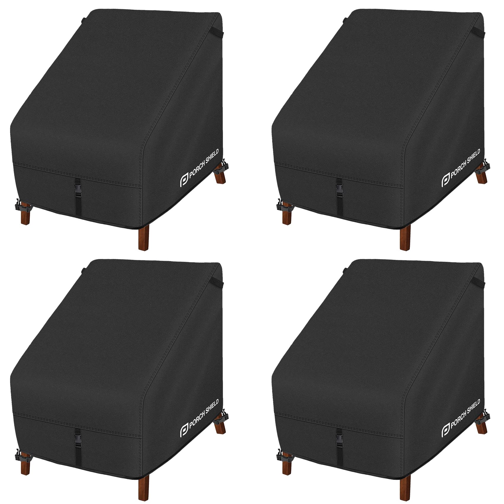 Housse de chaise de patio Porch Shield en tissu imperméable premium noir lot de 4