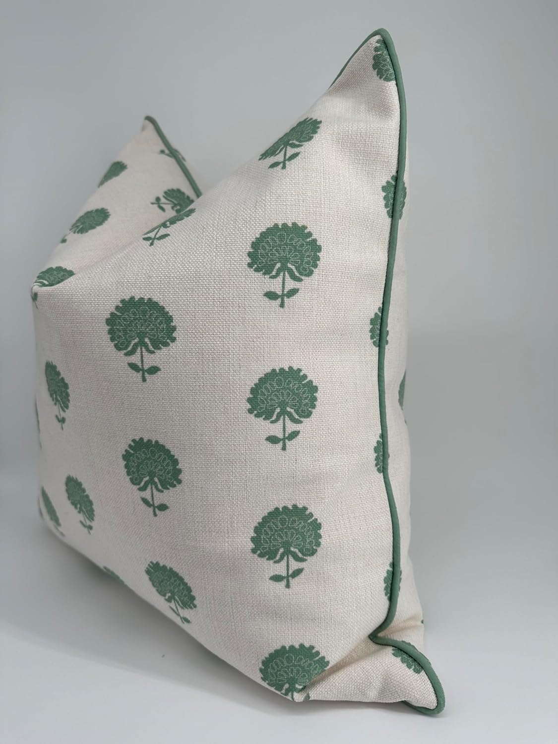 Jillien Harbor Marco Green Blockprint Premium Pillow Cover Grandmillennial Throw Pillow for Home Green Pillow Cover