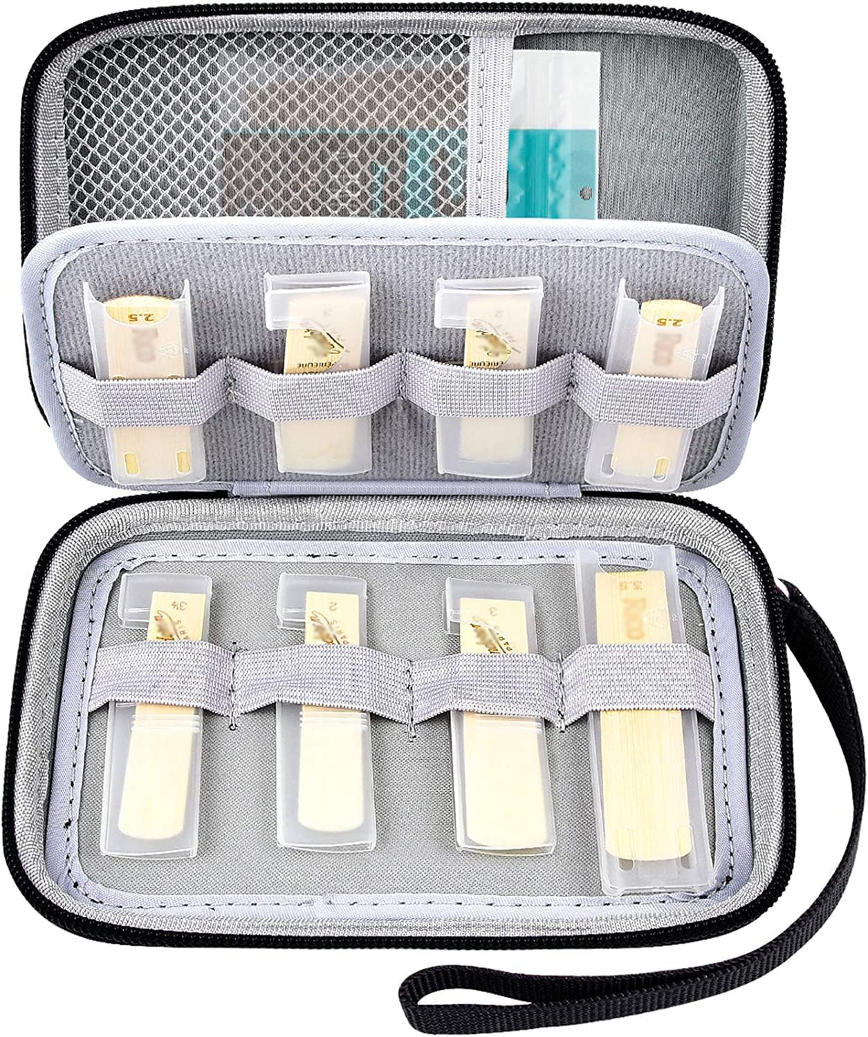 Reeds Case Compatible with Vandoren/for D'Addario Woodwinds/for Sovvid/for Glory Saxophone Clarinet Reeds. Storage Holder for 12 pcs Reed and Humidity Pack (Box Only) -Grey Inner