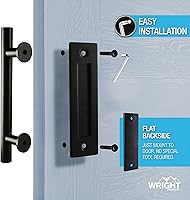 Vista 8 de Wright Products Barn Door Pull and Flush Mounted Handle Set - Matte Black Interior Door Handle Set for Interior Barn Doors - Includes Hardware, 1