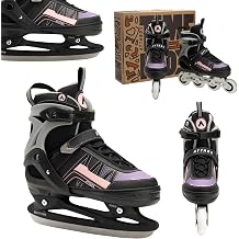 ATTABO Bladeroll 2-in-1 Children's Ice Skates & Inline Skates - Adjustable with Interchangeable Skates ABEC-7 Bearings Aluminium Frame & TPR Brake Comfort & Safety for Children