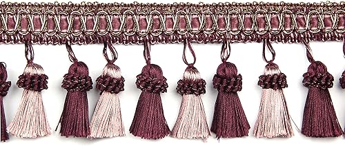 Miniatura 10 de Fenghuangwu Borlas de flecos de borla hechas a mano de 6.5 yardas, 3.1 in de diámetro, borlas para tejer a mano, adornos para bricolaje, decoración,