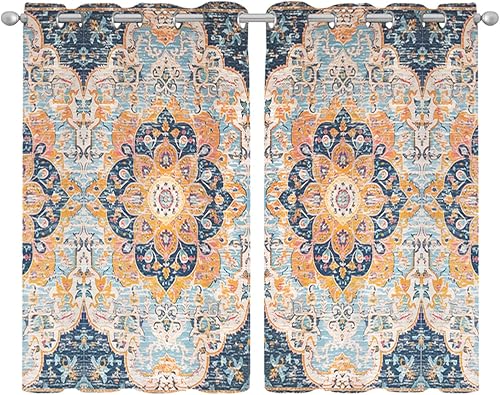 Miniatura 23 de Cortinas traslúcidas de hojas de flores de 45 pulgadas de largo, juego de 2 paneles de cortinas para cocina, dormitorio, sala de estar, puerta