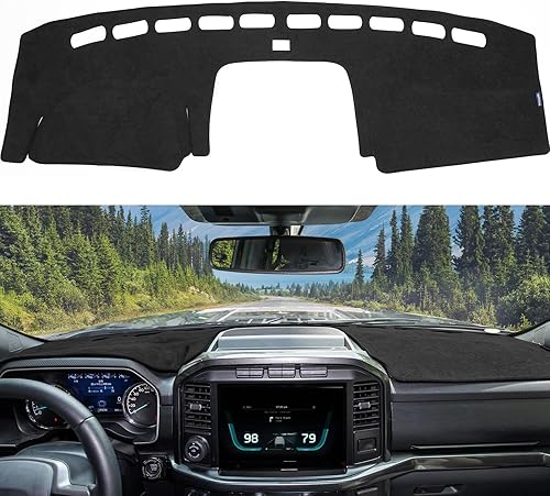 ISSYAUTO Cubierta de salpicadero compatible con F150 2021 2022 2023 2024 Protector de tablero de tablero protector de tablero