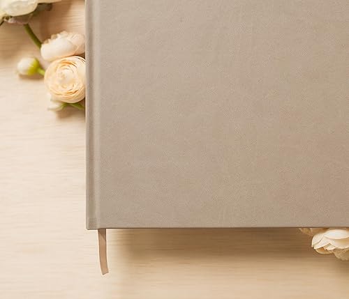 Miniatura 4 de MUUJEE Personalized Guestbook in Taupe - Premium Custom Modern Guest Book for Wedding Reception, Birthday Party or Events wBookmark Blank Pages for