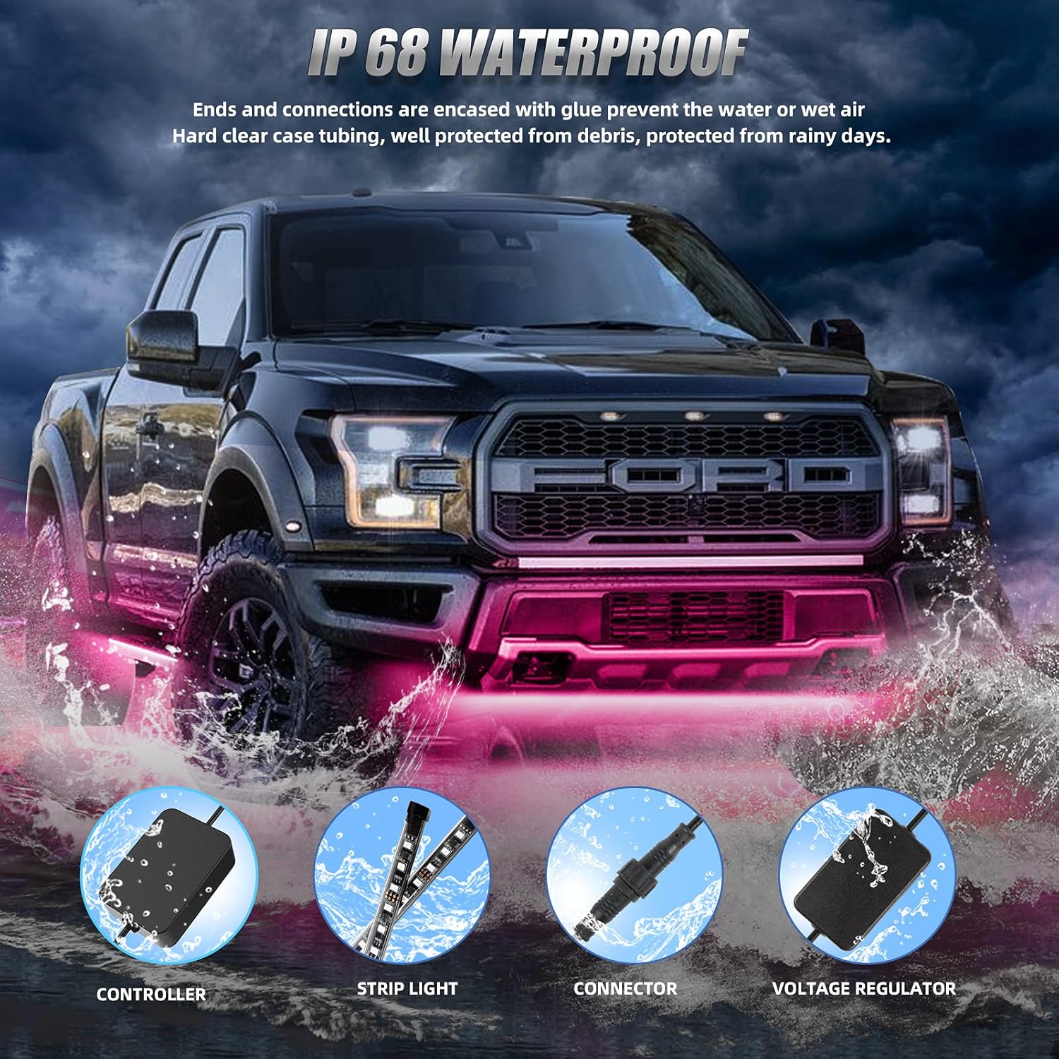 Buy 1 get 1 Car Underglow Lights, 10pcs 12V Dream Color Neon Underglow Kit for Car, APP Control Strip Led Lights for Car Exterior, 16 Million Colors Chasing Waterproof Under Glow Light Kit for Cars Trucks Boats