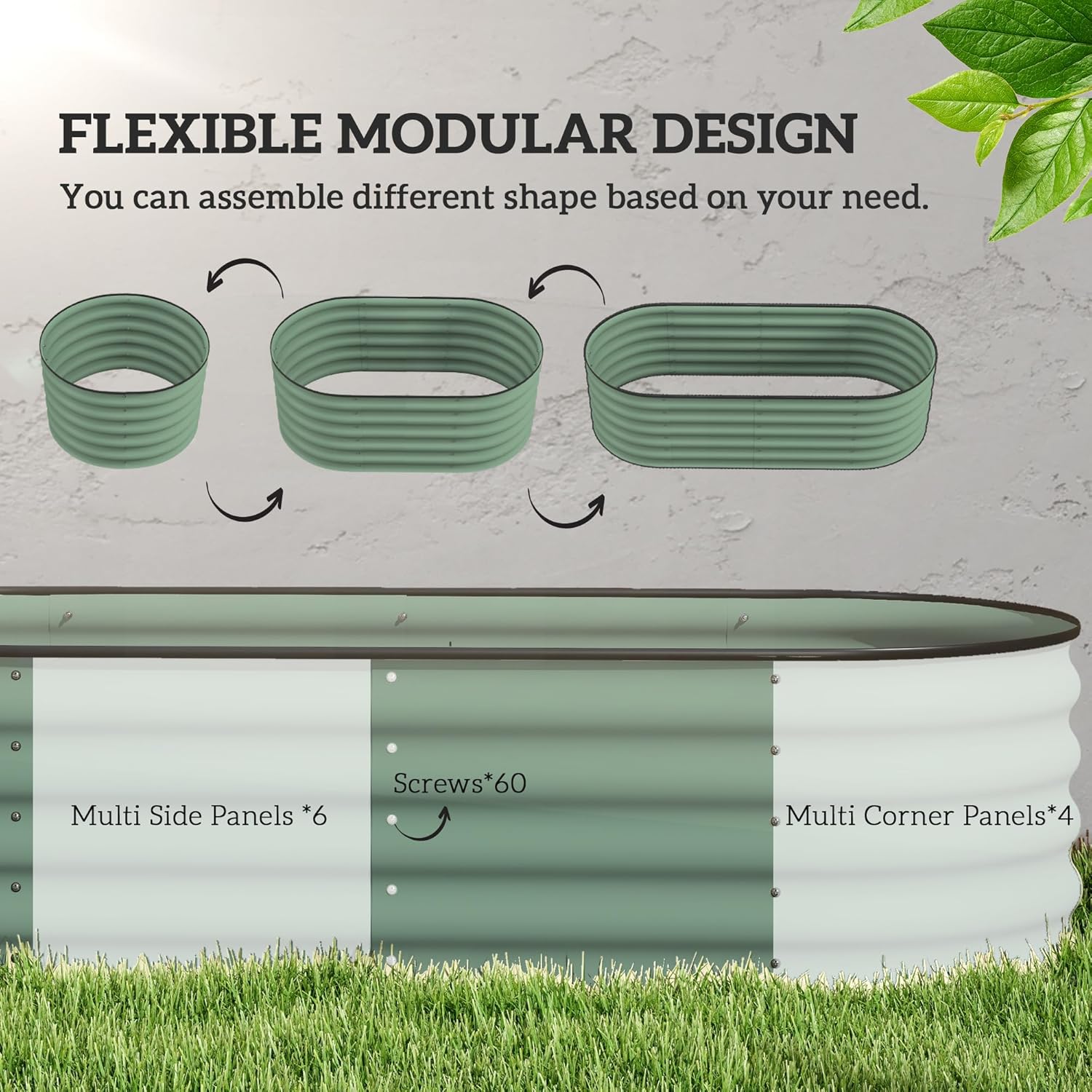 Outsunny 6.5' x 2' x 1.4' Galvanized Raised Garden Bed Kit, Outdoor Metal Elevated Planter Box with Safety Edging, Easy DIY Stock Tank for Growing Flowers, Herbs & Vegetables, Green