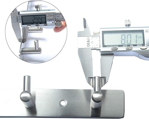 Vista 3 de Soporte para llaves montado en la pared, níquel cepillado de 10.6 pulgadas con 4 ganchos para llaves para entrada, puerta, baño, vestíbulo