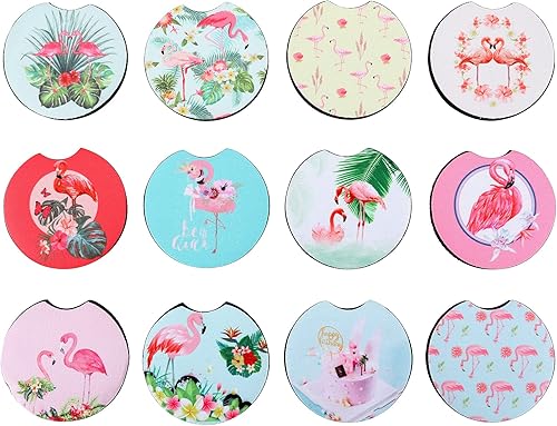 Paquete de 12 posavasos de automóvil para portavasos  Lindos accesorios de automóvil de cerámica absorbente para interior de mujer, juego de