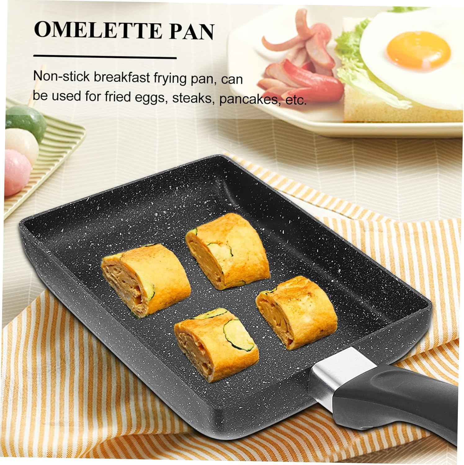 1pc Non-stick Square Fry Pan for Home Cooking Induction Compatible Breakfast Pan Comfortable Handle for Eggs for Home and Restaurant Use