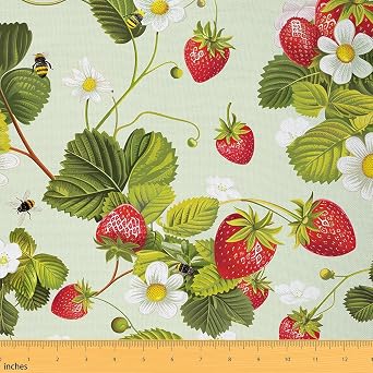 Feelyou Strawberry Kawaii Upholstery Fabric Decorative Soft