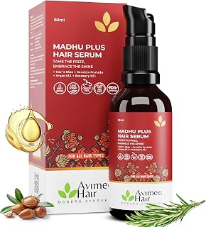 AVIMEE HERBAL Madhu Plus Hair Serum | Frizz Free Nourishing Elixir, Shiny and Silky Smooth Hair,With Keratin Protein & Argan Oil | 50 ml