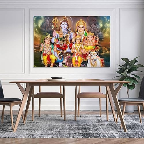 Miniatura 5 de Póster hindú Shiva Parvati de Dios Shiva Parvati, impresiones en lienzo para dormitorio, decoración grande del hogar, pared, 08 x 12 pulgadas (7.9 x