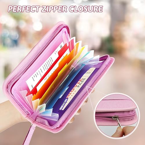 Miniatura 5 de Organizador de cupones de recibos con soporte para tarjetas, organizador de archivos de acordeón, mini almacenamiento de boletos expandible y