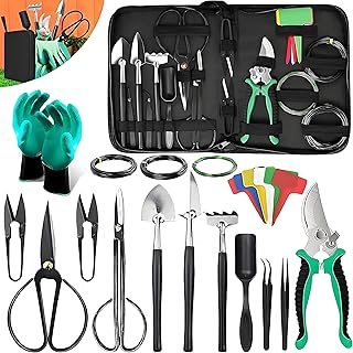 24 PCS Garden Tools Set, Aluminum Heavy Duty Gardening Tools,Gardening Gifts for Women, Men, Mom, Dad, Include Pruning Shears, Scissors, PU Leather Bag