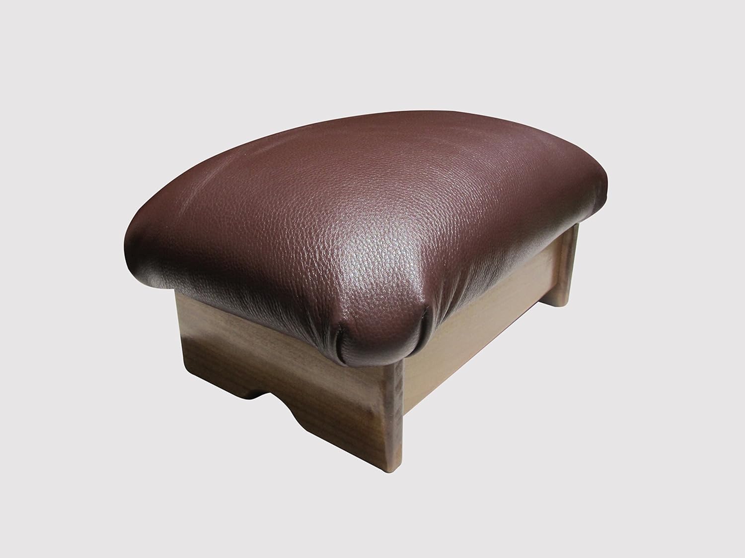 Padded Foot Stool Chocolate Ganache Leather (Made in The USA) (7" Tall - Maple Stain)