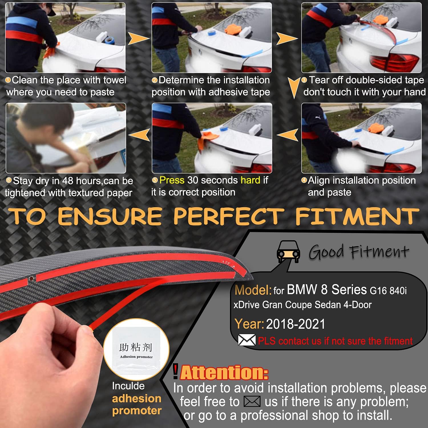 MCARCAR KIT Real Carbon Fiber Trunk Spoiler for BMW 8 Series G16 840i 850i Gran Coupe & F93 M8 2018-2025 840i&840 xDrive Rear Boot Lid Highkick Tail Wing Lip