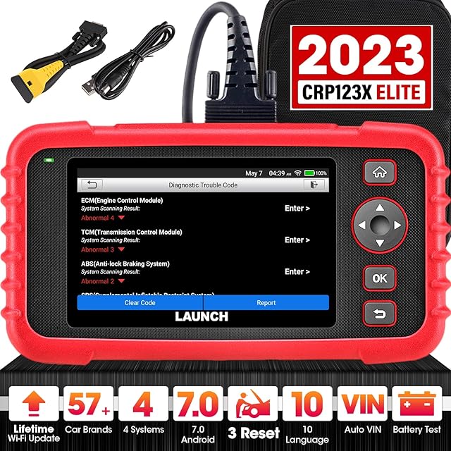 LAUNCH CRP123X Elite Lifetime Free Online Update scan Tool, SAS Calibration/Throttle Reset/Oil Reset OBD Scanner Diagnostic Tool, ABS SRS Transmission Car Scanner, Battery Test, Auto VIN