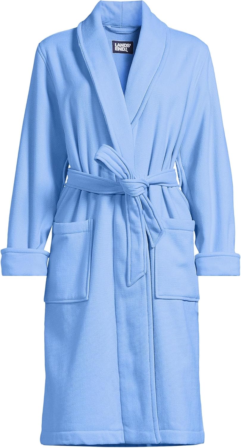 Lands' End Women's Cotton Terry Knee Length Spa Bath Robe