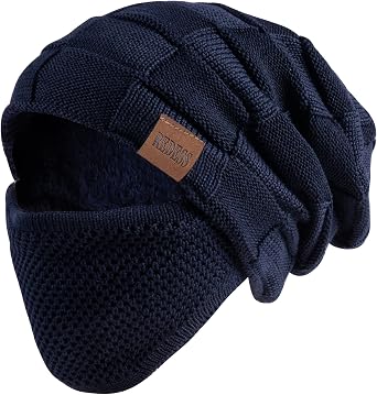 REDESS Beanie Hat for Men and Women Winter Warm Hats Knit Slouchy Thick Skull Cap with Face Cover