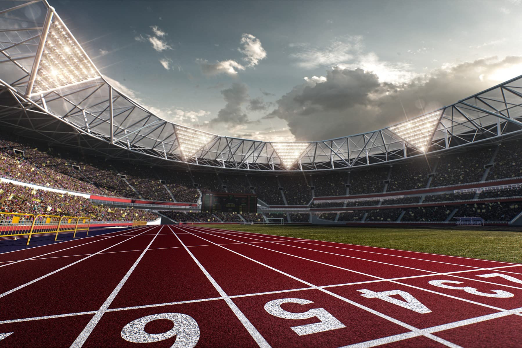 Muralo Tapeta z włókniny bieżnia, sport, stadion piłkarski, XXL – 368 x 254 cm
