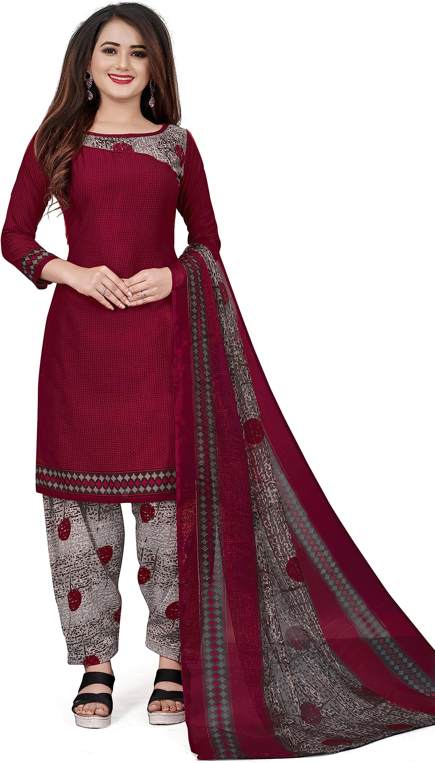 SB TradersIndian Dresses for Women Crepe Patiala Salwar Suit with Dupatta for Women Readymade