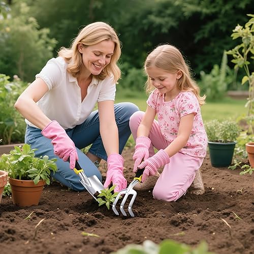 Miniatura 7 de Juego de herramientas de jardín, 3 unidades de aluminio pesado kit de jardinería incluyendo pala de mano, pala de trasplante y rastrillo de mano