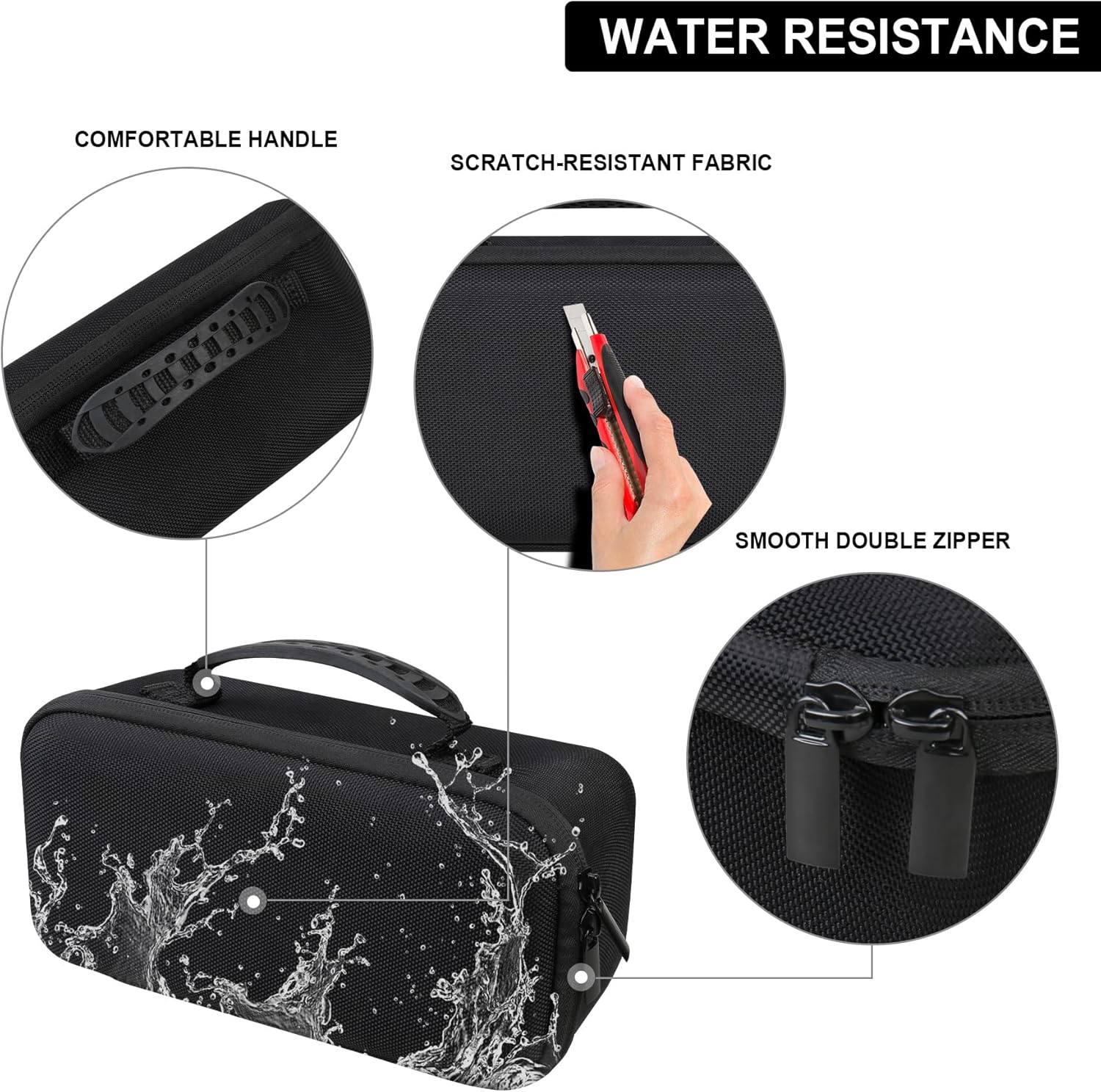 Hard Carrying Case for Sony ULT Field 1 Waterproof Portable Bluetooth Speaker, Wireless Portable Speaker Protection Case with Mesh Pocket for Charging Cables, Black+Black - Image 3