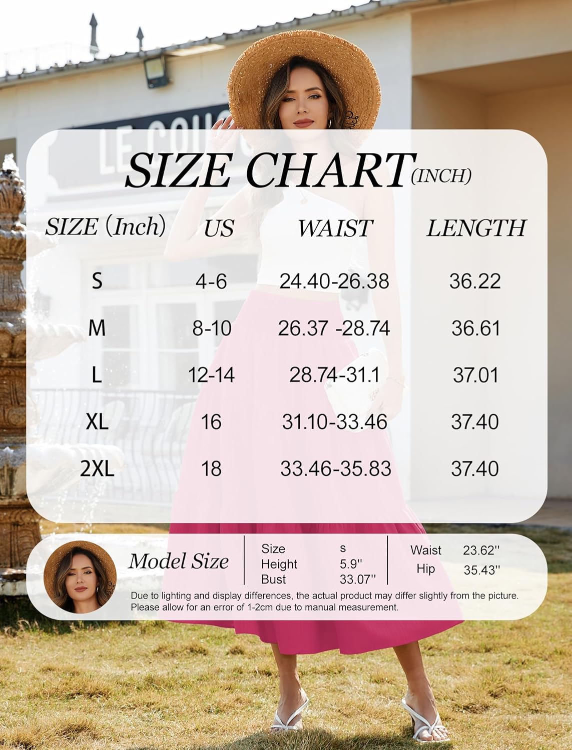 Arolina Women's Summer Maxi Skirt Casual Smocked High Waist Long Skirts Flowy Boho Skirt with Pockets for Beach Vacation - Image 6