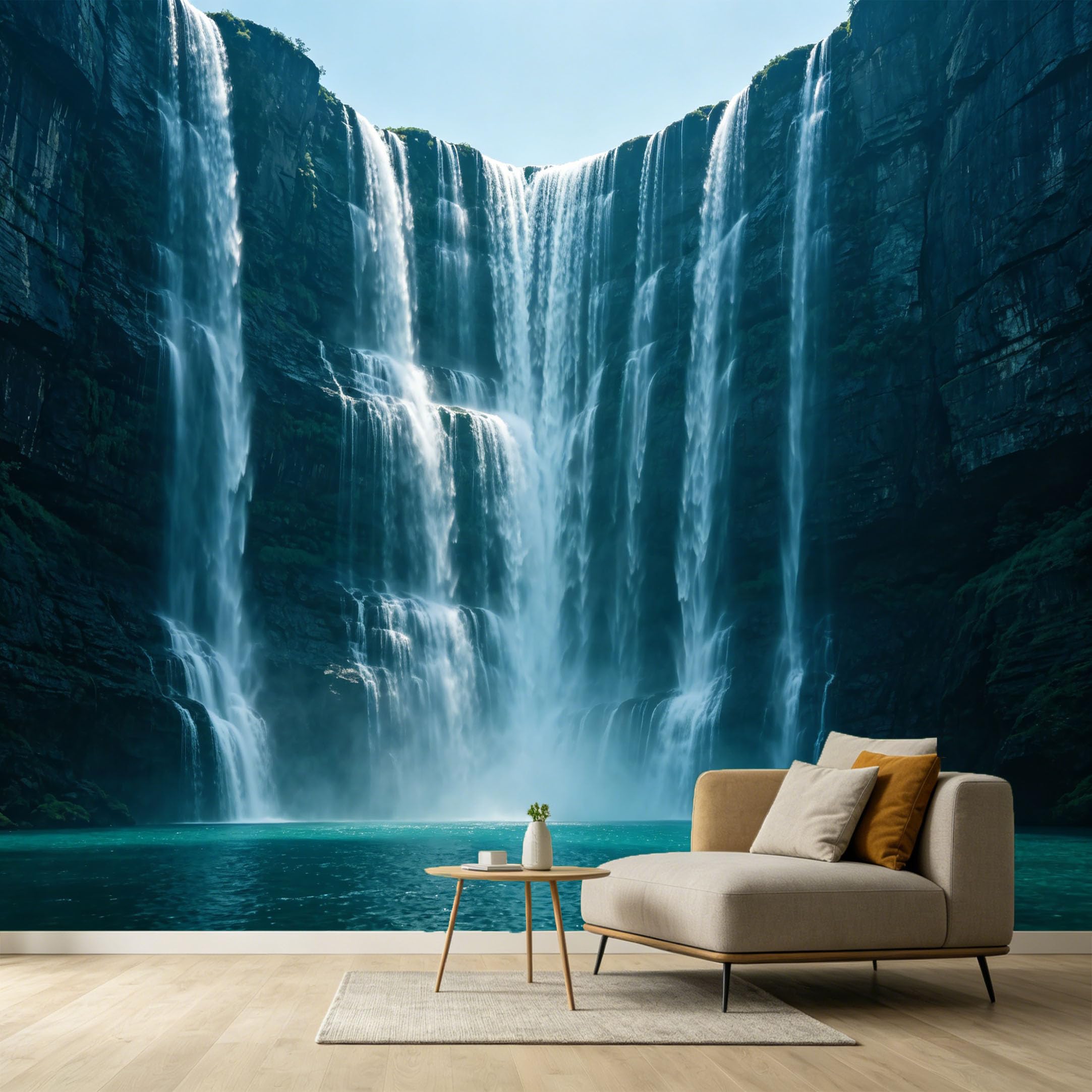 Custom Size Wall Murals Waterfall Mountain Lake Landscape 3D Trompe L'Oeil SelfAdhesive Wall Fabric Removable Large Wallpaper for Photo Living Room