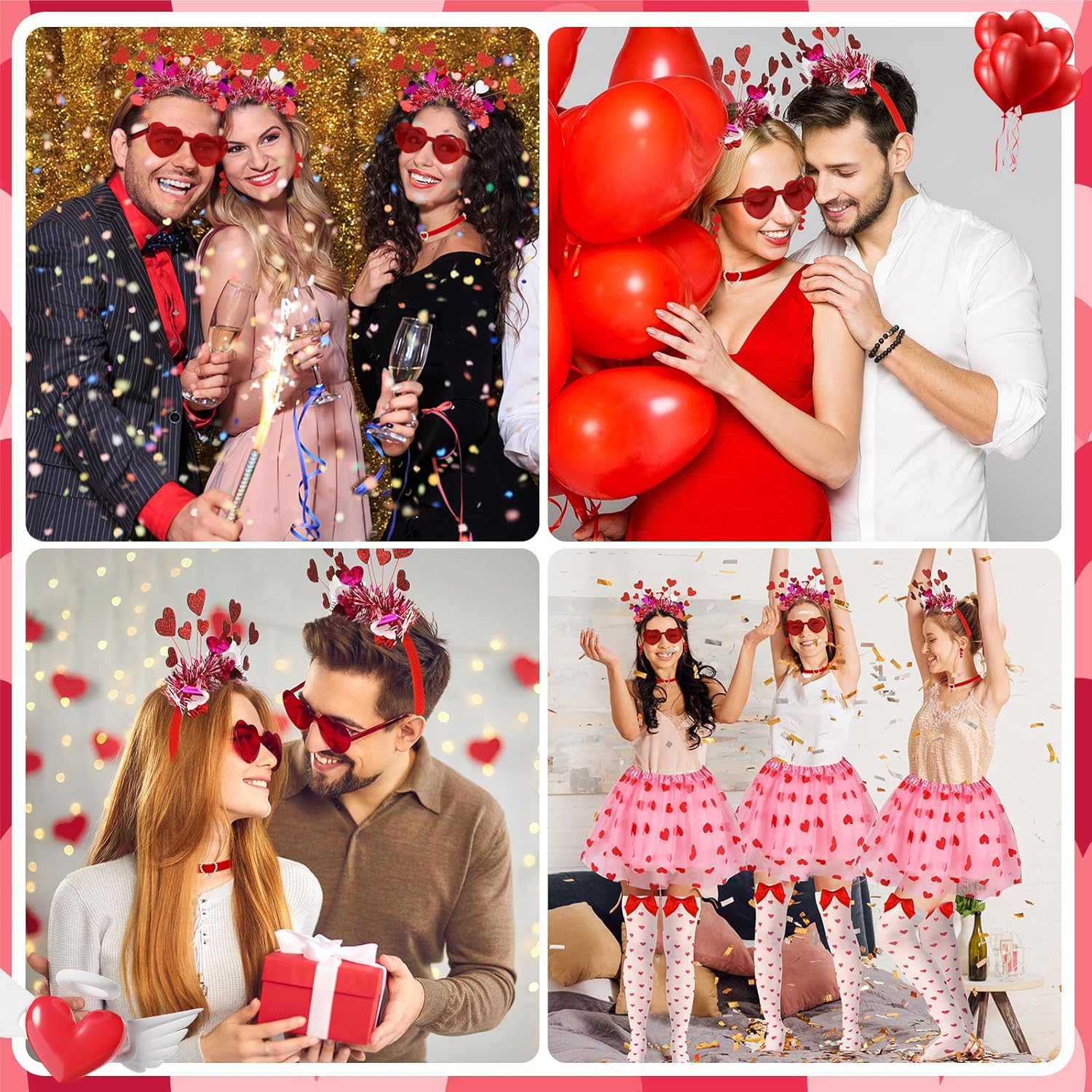 Cupid Costume with Pink Tutu Valentines Headband Heart Glasses, Valentines Day Accessories for Valentine's Day Party - Image 7