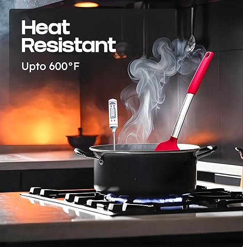 Miniatura 4 de Juego de espátulas de silicona  Espátulas de silicona resistente al calor 600F  Espátula ranurada y sólida para cocinar pescado, huevos, panqueques