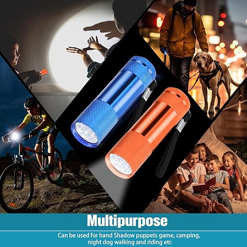 Miniatura 6 de VIHOSE 48 mini linternas a granel, luz flash de mano de aluminio brillante con cordón, pequeñas linternas LED para niños lectura nocturna de