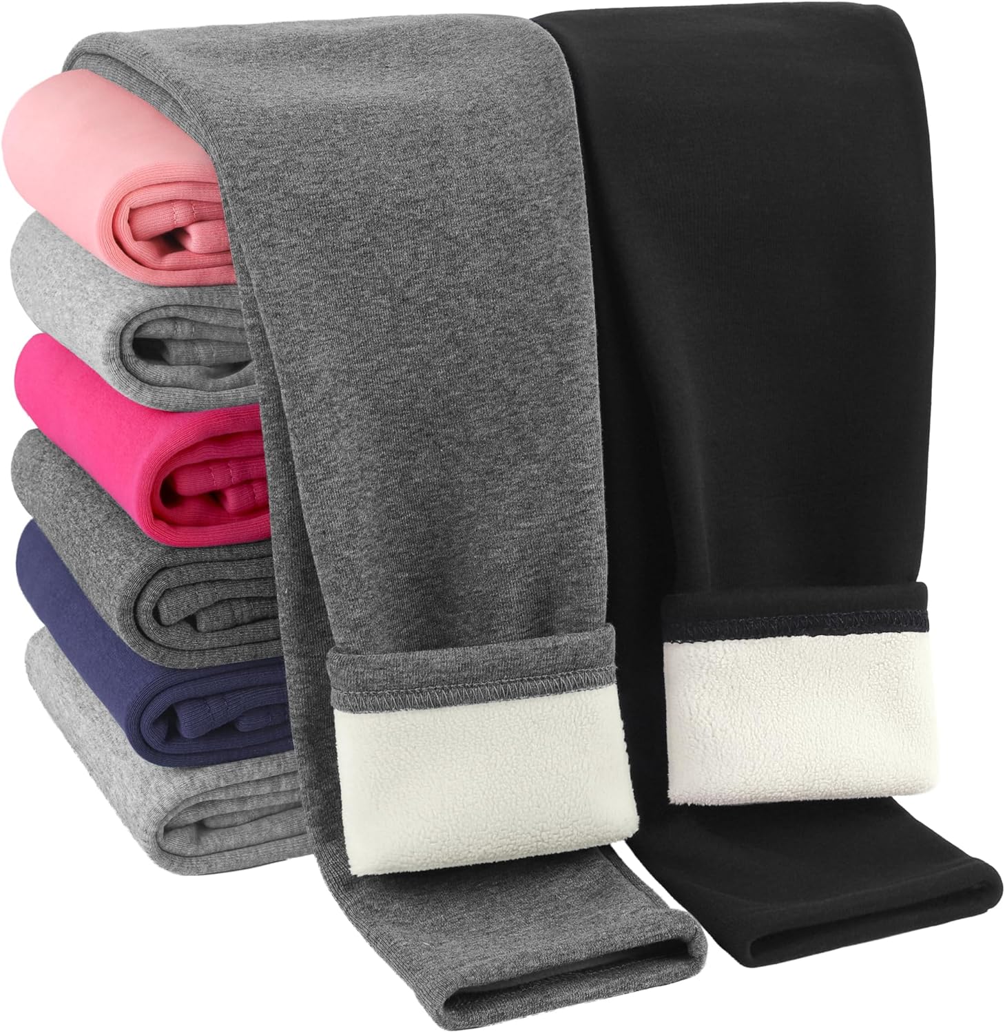 Resinta Girls Winter Fleece Lined Leggings Cotton Thick Thermal Tights Kids Soft Stretchy Pants Full Length