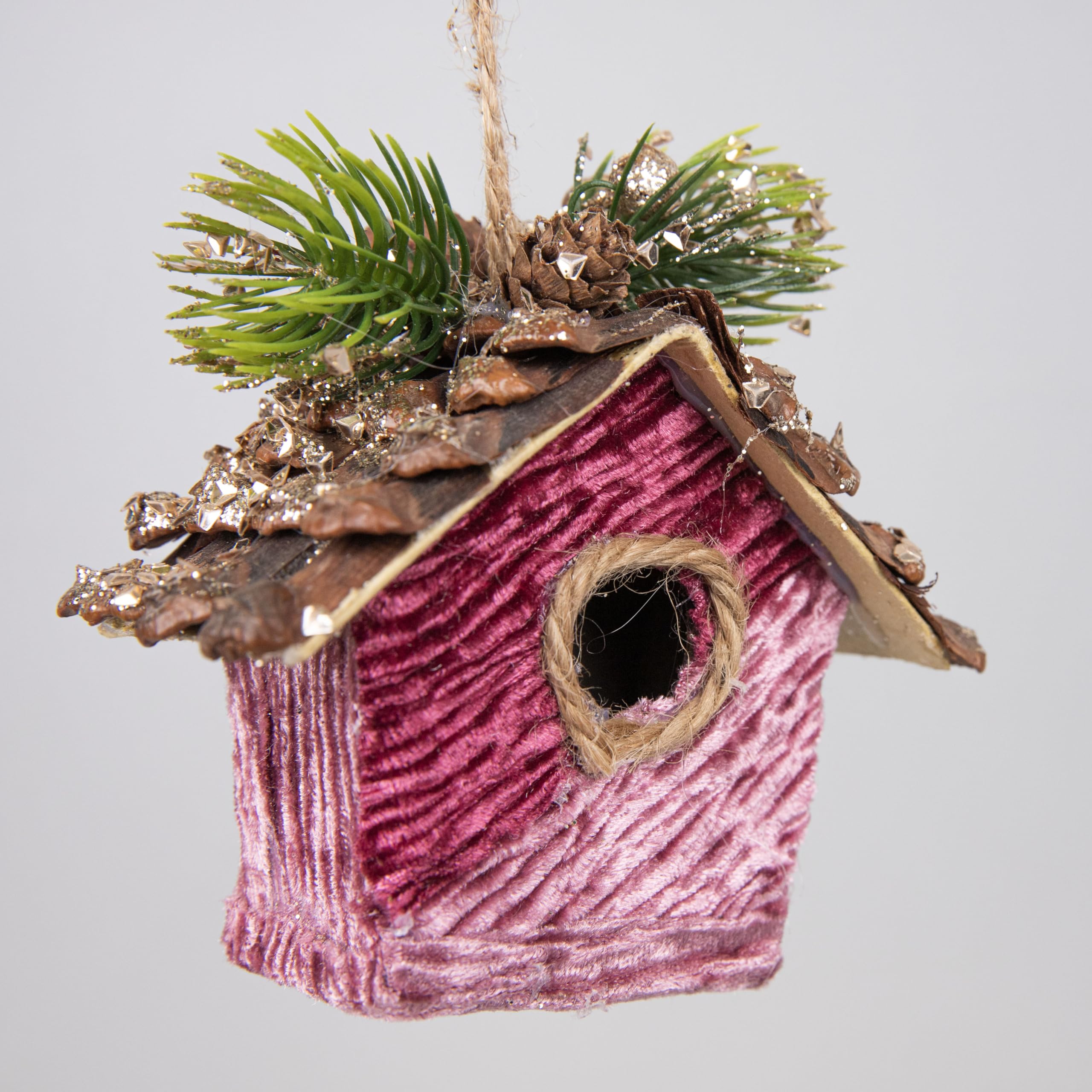 3Pcs Pink Burgundy Birdhouse 10x11cm - Image 4