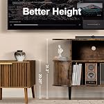 Large Record Player Stand with Storage and Shelves, Mid Century Modern Record Player Cabinet with Doors, Vinyl Record Player Table Holds 150+ Records for Living Room Bedroom, (Brown)