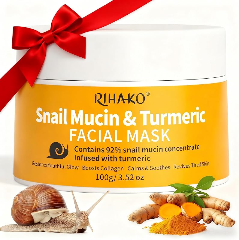 Easter Gifts for Women Snail Mucin Turmeric Anti Aging Mask, Snail Power Repairing Mask Korean Face Skin Care, Eliminates Dullness,Reduces Blemishes,Repairs Damaged,Restores Youthful Glow