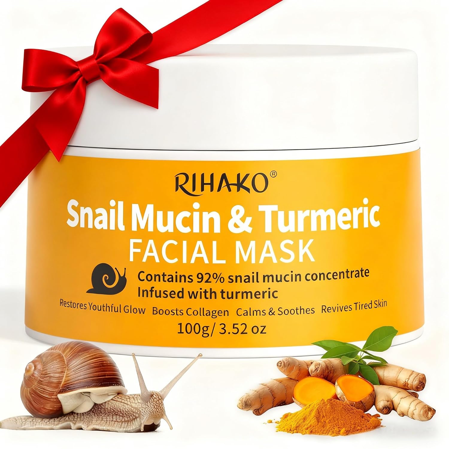 Easter Gifts for Women Snail Mucin Turmeric Anti Aging Mask, Snail Power Repairing Mask Korean Face Skin Care, Eliminates Dullness,Reduces Blemishes,Repairs Damaged,Restores Youthful Glow