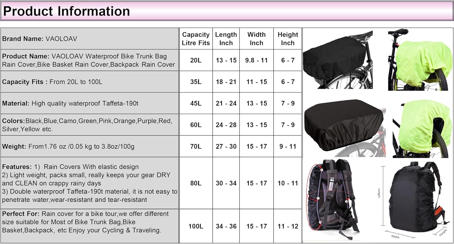 45L Bicycle Basket Waterproof Rain Cover with Reflective Strip Bicycle Rear Rack Rain Cover Black