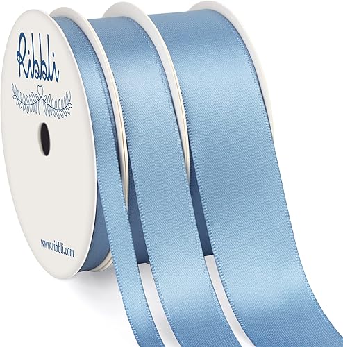 Miniatura 15 de Ribbli 3 Rollos de Cinta de Manualidades de Satén Negro Sólido de Doble Cara, Total 30 Yardas