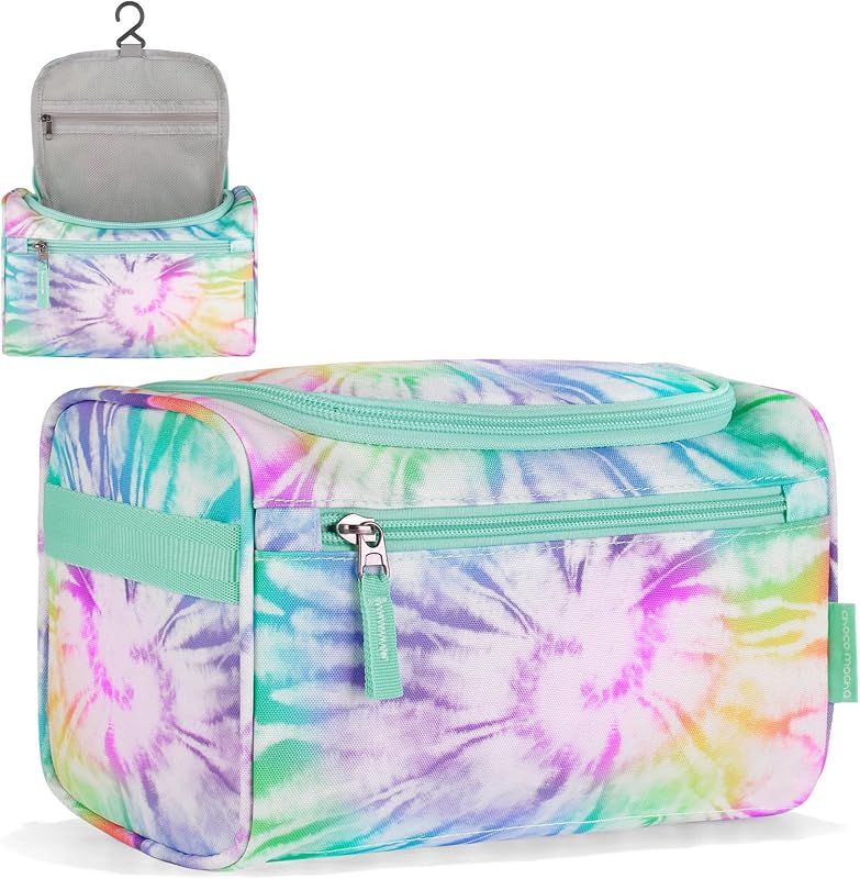 Neceser para niños para niñas, bolsa de aseo bonita impermeable para colgar en viaje para adolescentes y niñas, regalos de Navidad, colorido Tie Dye