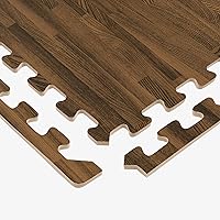 Vista 6 de Azulejos de espuma estampada de 3/8 de pulgada de grosor Forest Floor, tapetes de espuma de grano de madera entrelazados de primera calidad, piso