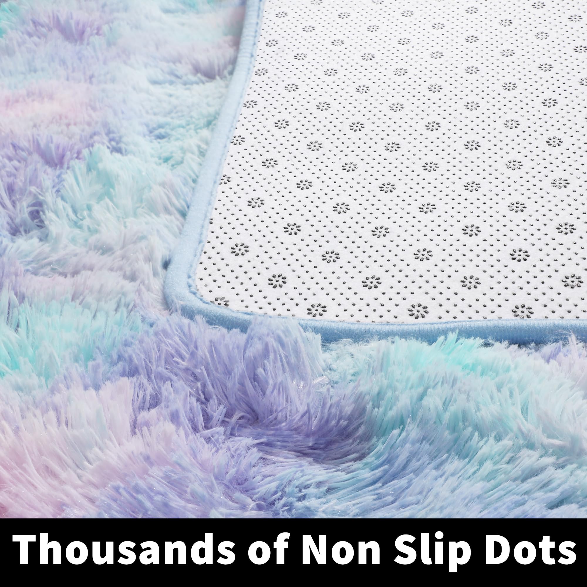 Amdrebio Blue Purple Mermaid Rug for Girls Bedroom,Fluffy Kawaii Area ...