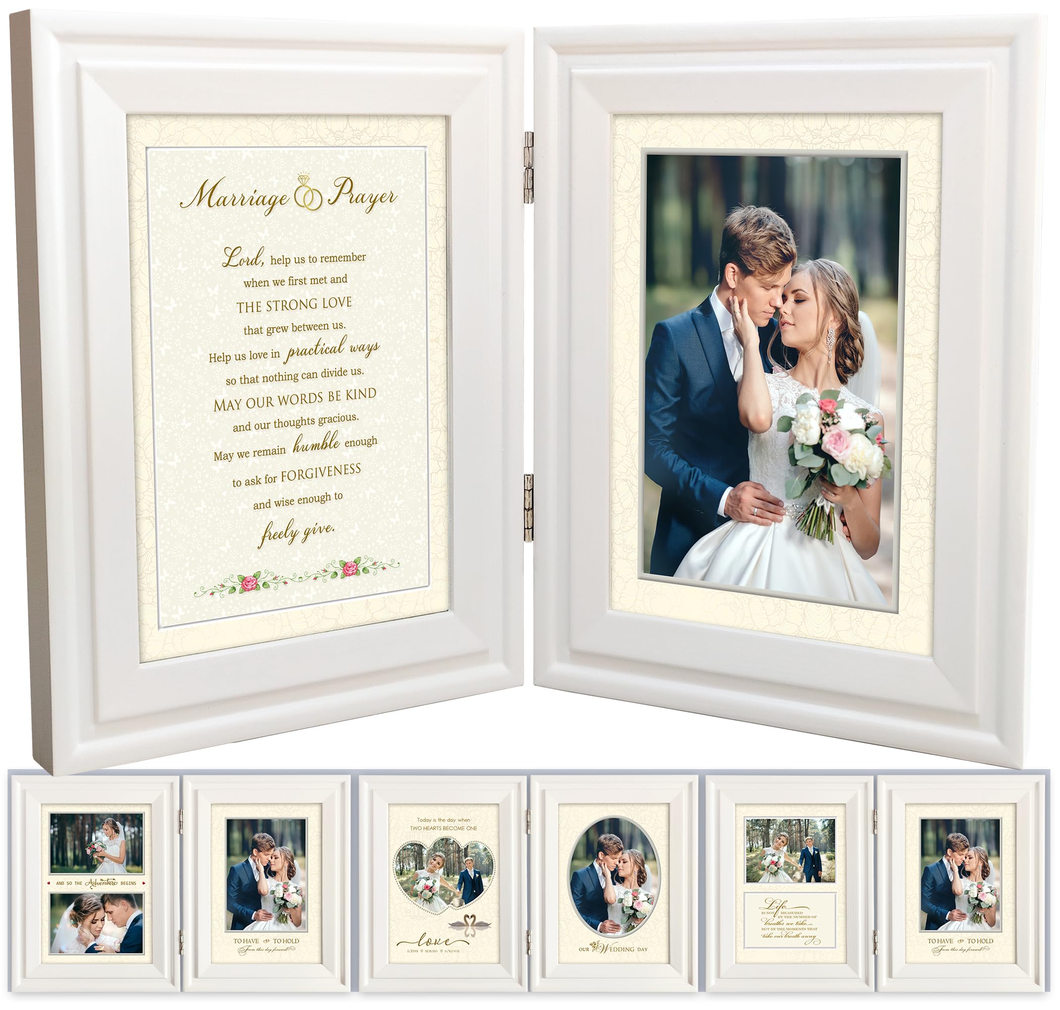 5x7 4x6 Wedding Frame – Mr. & Mrs. Picture Frame with 7 Mats – Anniversary & Engagement Gift for Couple, Bride & Groom – Marriage Keepsake for Bridal Shower, Honeymoon, or Reception Décor