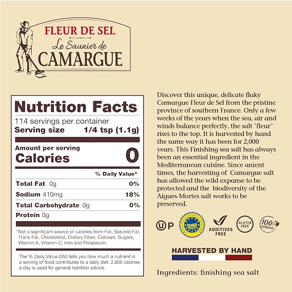 Le Saunier De Camargue | French Fleur Del Sel | Finishing Sea Salt, 4.4 oz (Pack of 2)