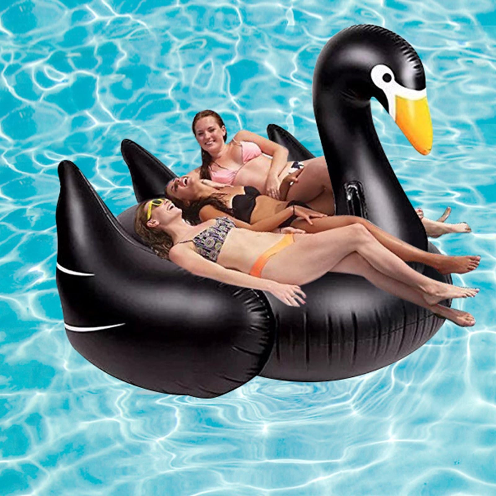 New Rexco Black Summer Lake Swimming Lounge Pool Large Jumbo Giant Childrens kids Adults Rideable Lounger Ride on Swan Bird Inflatable Float Toy Lilo