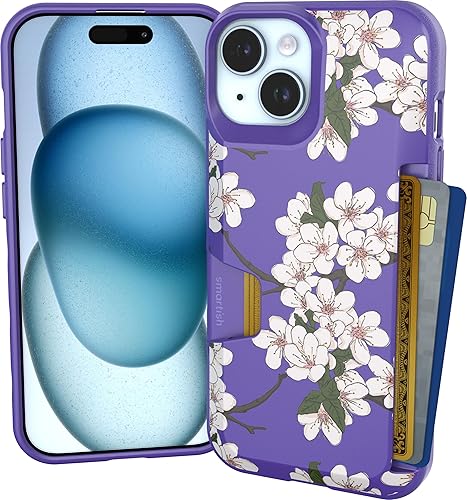 Smartish Funda tipo cartera para iPhone 15 Wallet Slayer Vol. 1 delgada + protectora Tarjetero Funda con ranura oculta probada para tarjetas